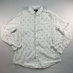 Original Penguin Heritage Slim Fit Beach Chair Print Button Down Shirt White 16